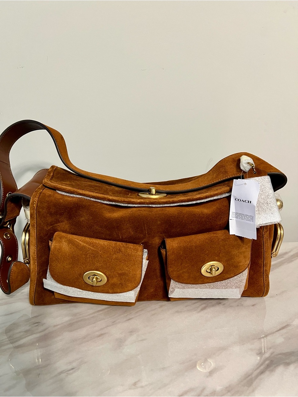 BNWT COACH BROWN SUEDE HAVERSCK